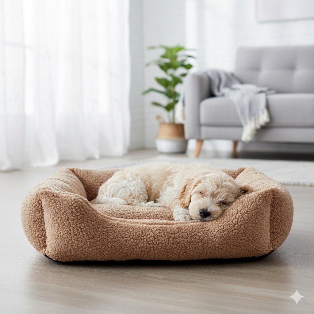 Pluche Hondenmand Mokka 2 pluche hondenmand, fluffy hondenmand