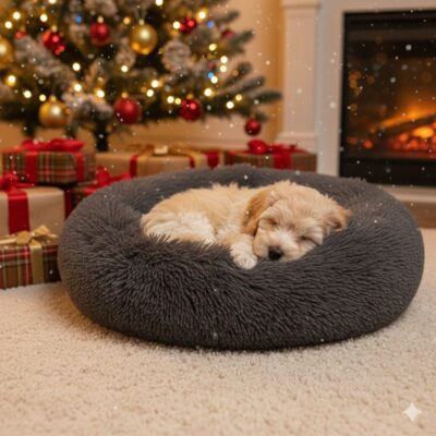 donut hondenmand grijs