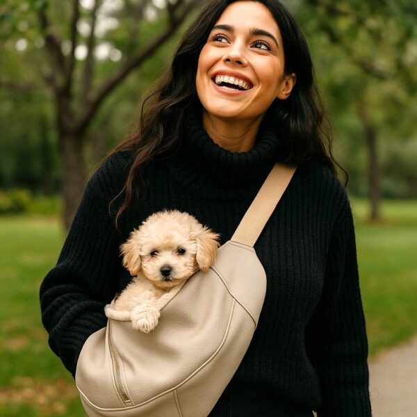 Hondentas Leer Beige